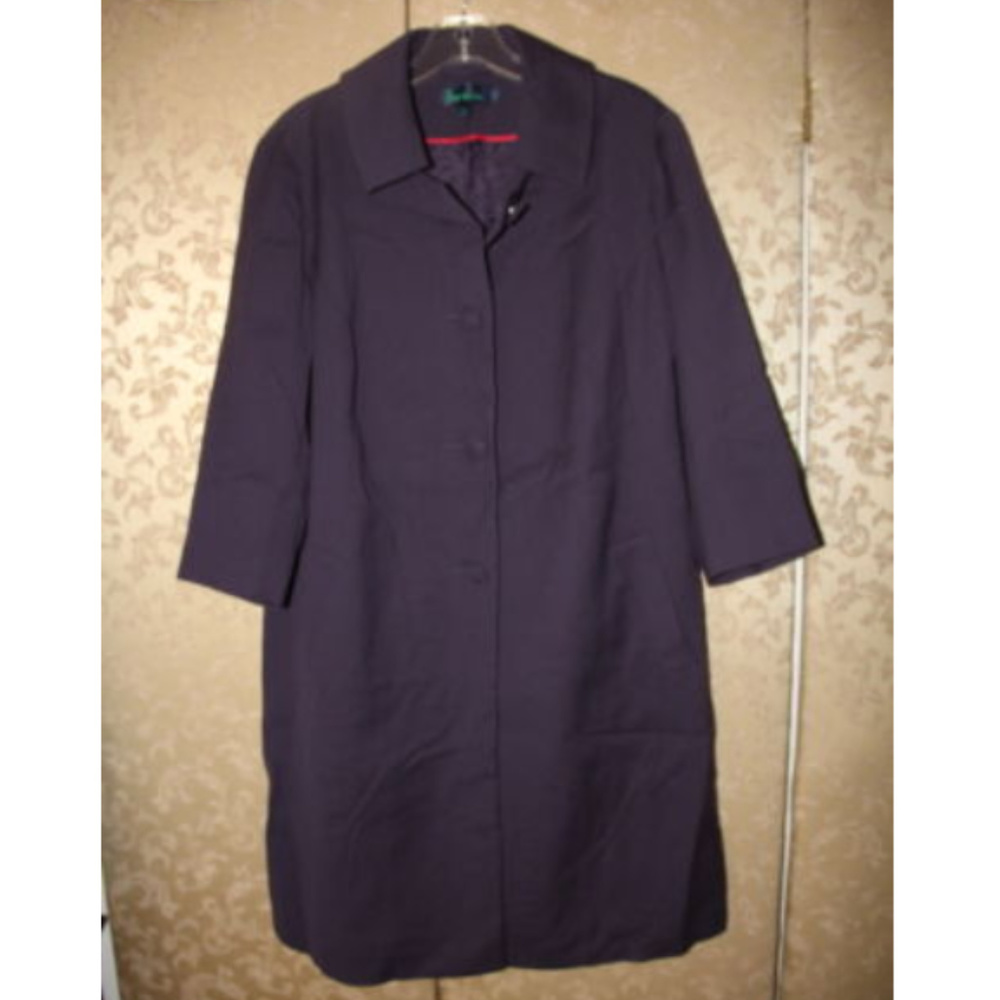 Boden Purple 100% Wool Long Jacket Coat 14 US 12